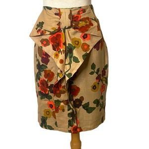 Eva Franco For Anthropologie Made in USA Size 6 Wool Floral Pencil Skirt
